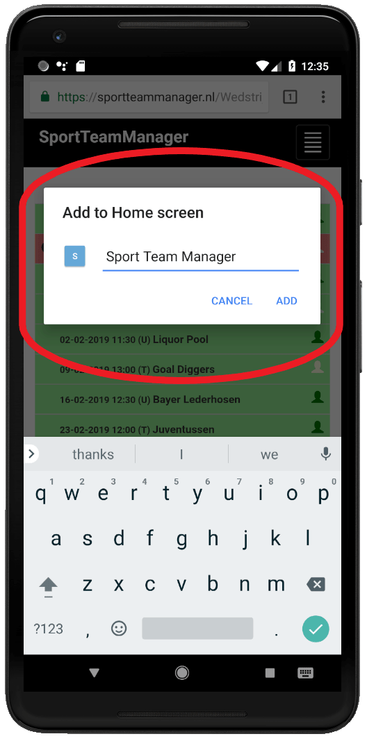 Google Chrome - Toevoegen aan startscherm - rename